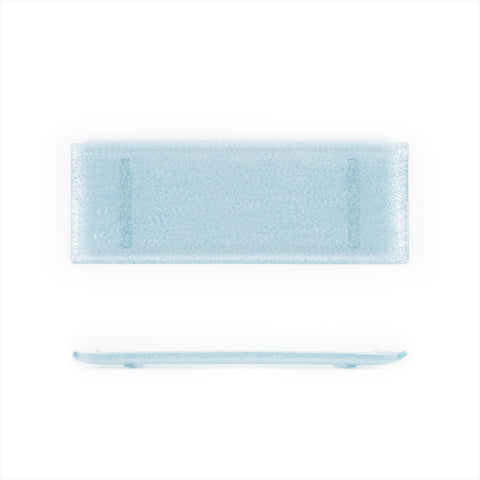 Glass Dinnerware 13.75" x 5" x h:0.5" Rectangular Blue Glass Platter (Set of 2)