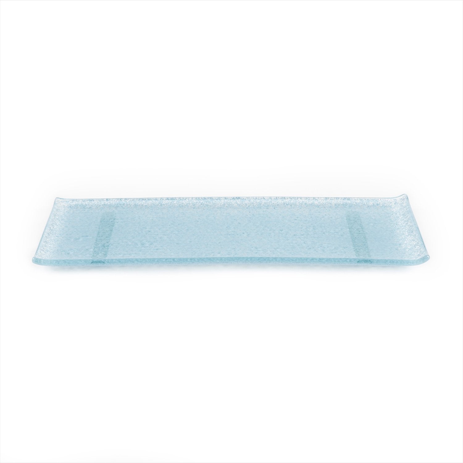 Glass Dinnerware 13.75" x 5" x h:0.5" Rectangular Blue Glass Platter (Set of 2)