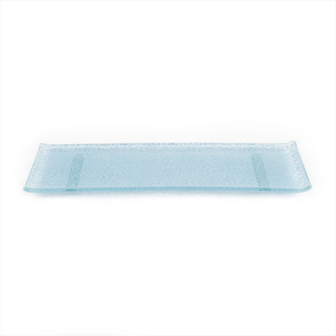 Glass Dinnerware 13.75" x 5" x h:0.5" Rectangular Blue Glass Platter (Set of 2)