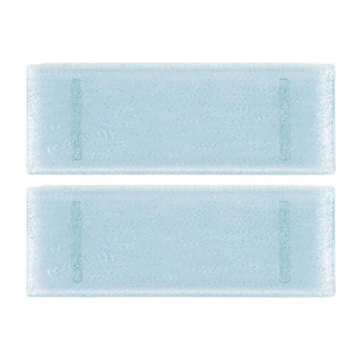 Glass Dinnerware 13.75" x 5" x h:0.5" Rectangular Blue Glass Platter (Set of 2)