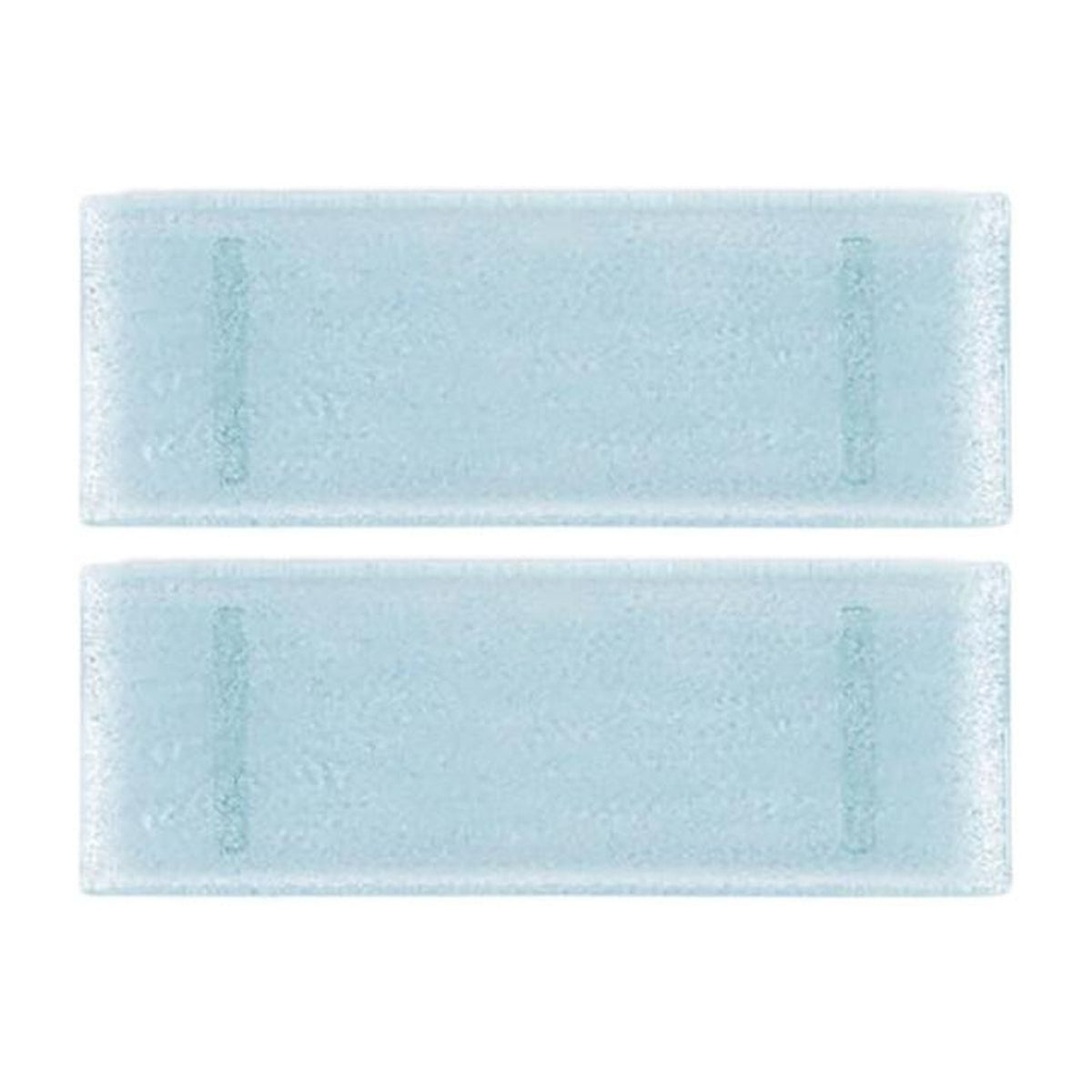 Glass Dinnerware 13.75" x 5" x h:0.5" Rectangular Blue Glass Platter (Set of 2)