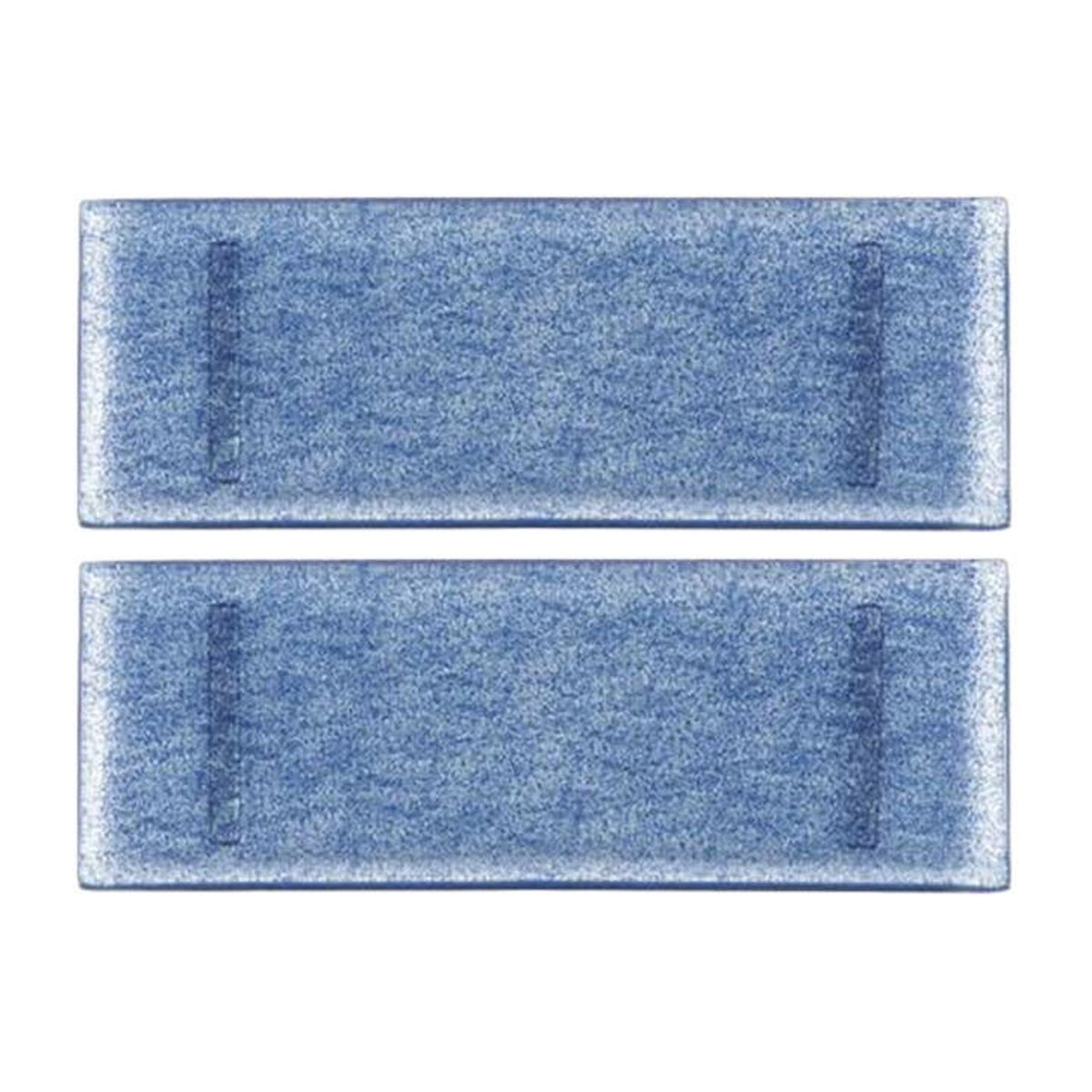 Glass Dinnerware 13.75" x 5" x h:0.5" Rectangular Blue Glass Platter (Set of 2)