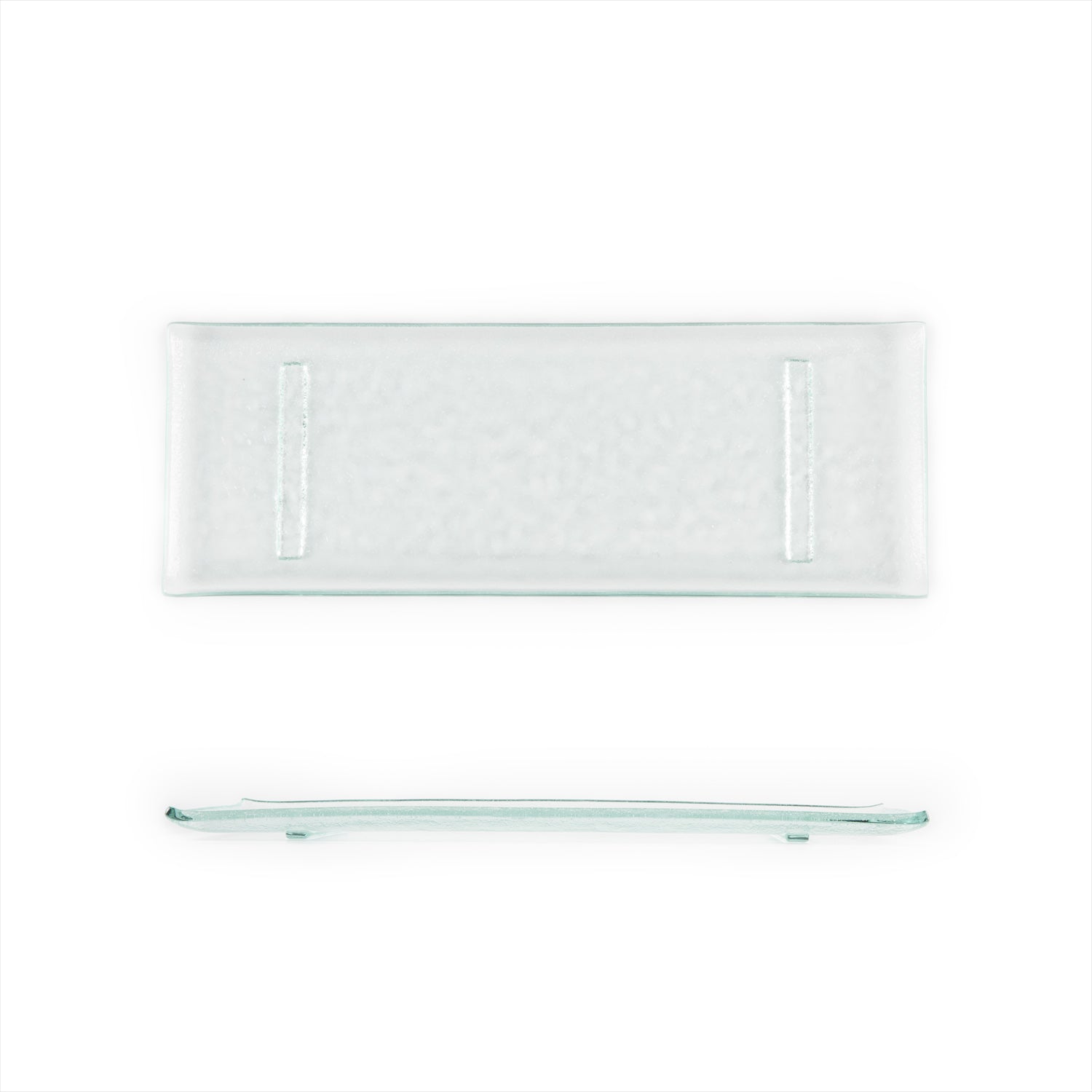 Glass Dinnerware 13.75" x 5" x h:0.5" Rectangular Clear Glass Platter (Set of 2)