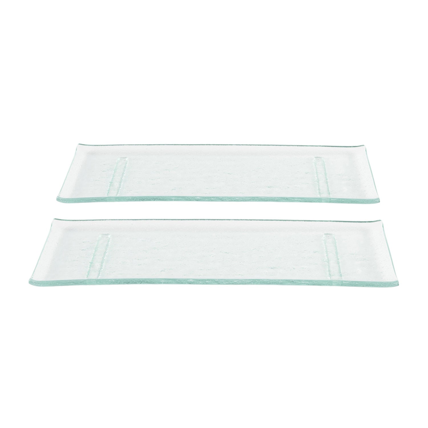 Glass Dinnerware 13.75" x 5" x h:0.5" Rectangular Clear Glass Platter (Set of 2)