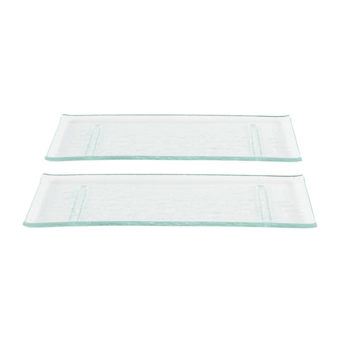 Glass Dinnerware 13.75" x 5" x h:0.5" Rectangular Clear Glass Platter (Set of 2)