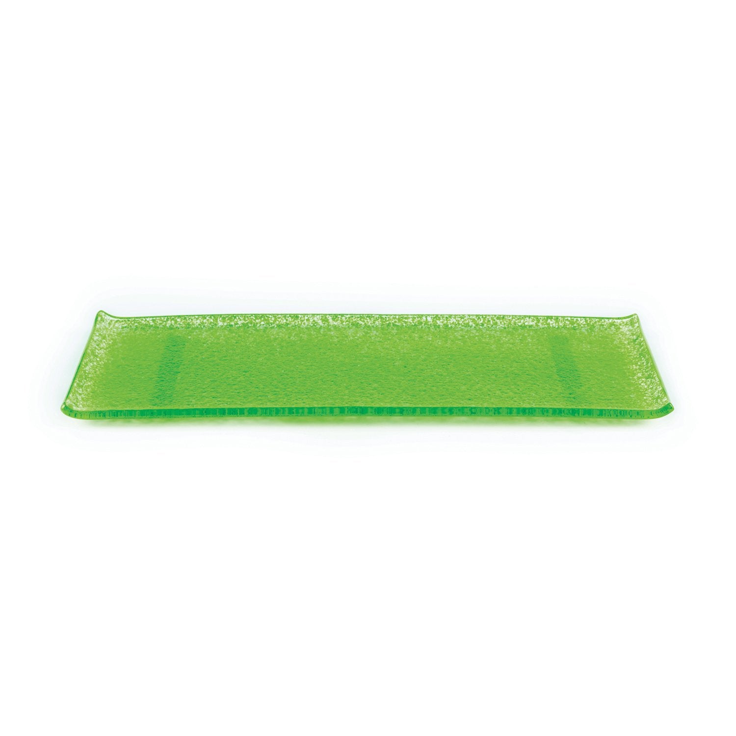 Glass Dinnerware 13.75" x 5" x h:0.5" Rectangular Green Glass Platter (Set of 2)