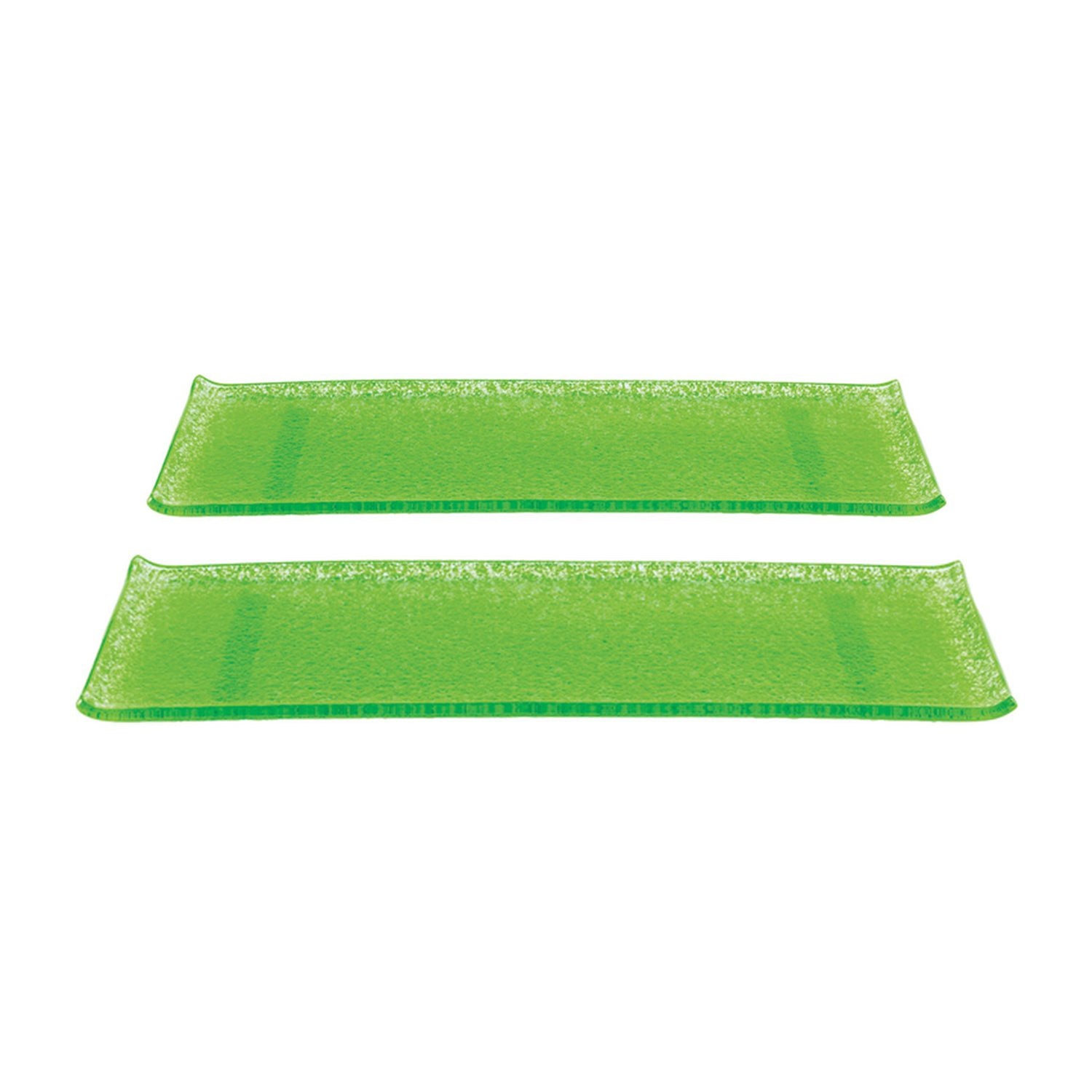 Glass Dinnerware 13.75" x 5" x h:0.5" Rectangular Green Glass Platter (Set of 2)