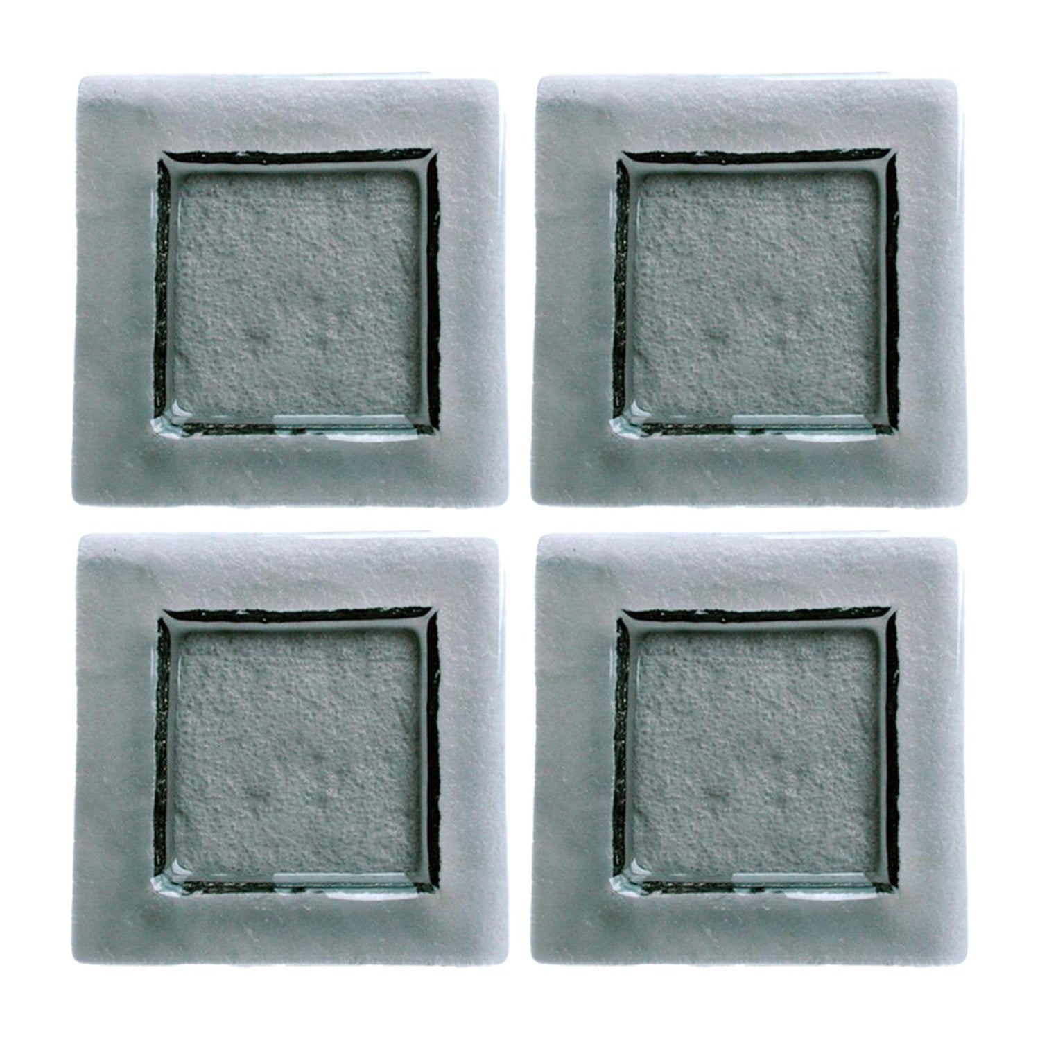 Glass Dinnerware 6" x 6" Square Charcoal Glass Plate (Set of 4)