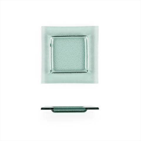 Glass Dinnerware 6" x 6" Square Transparent Green Glass Plate (Set of 4)