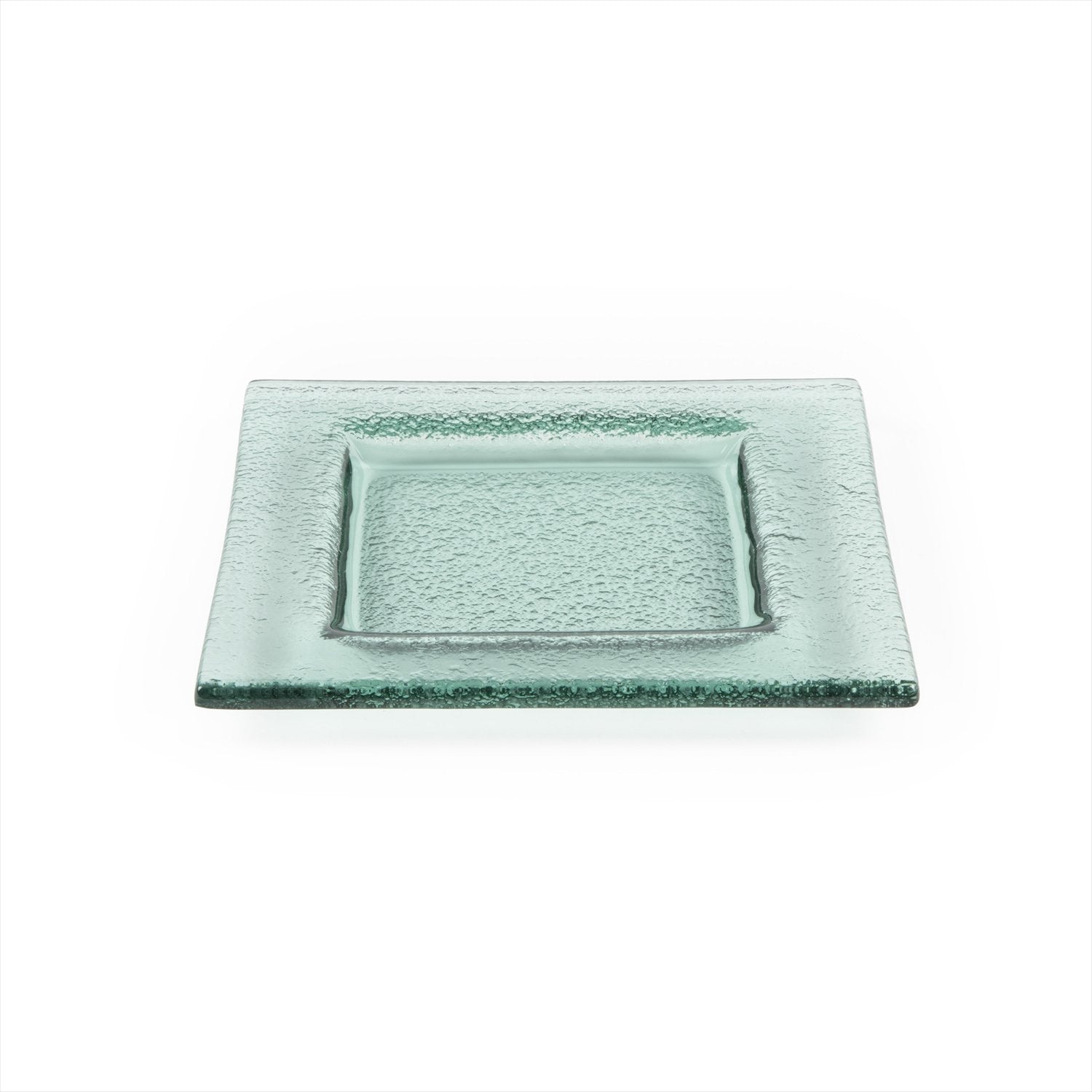 Glass Dinnerware 6" x 6" Square Transparent Green Glass Plate (Set of 4)