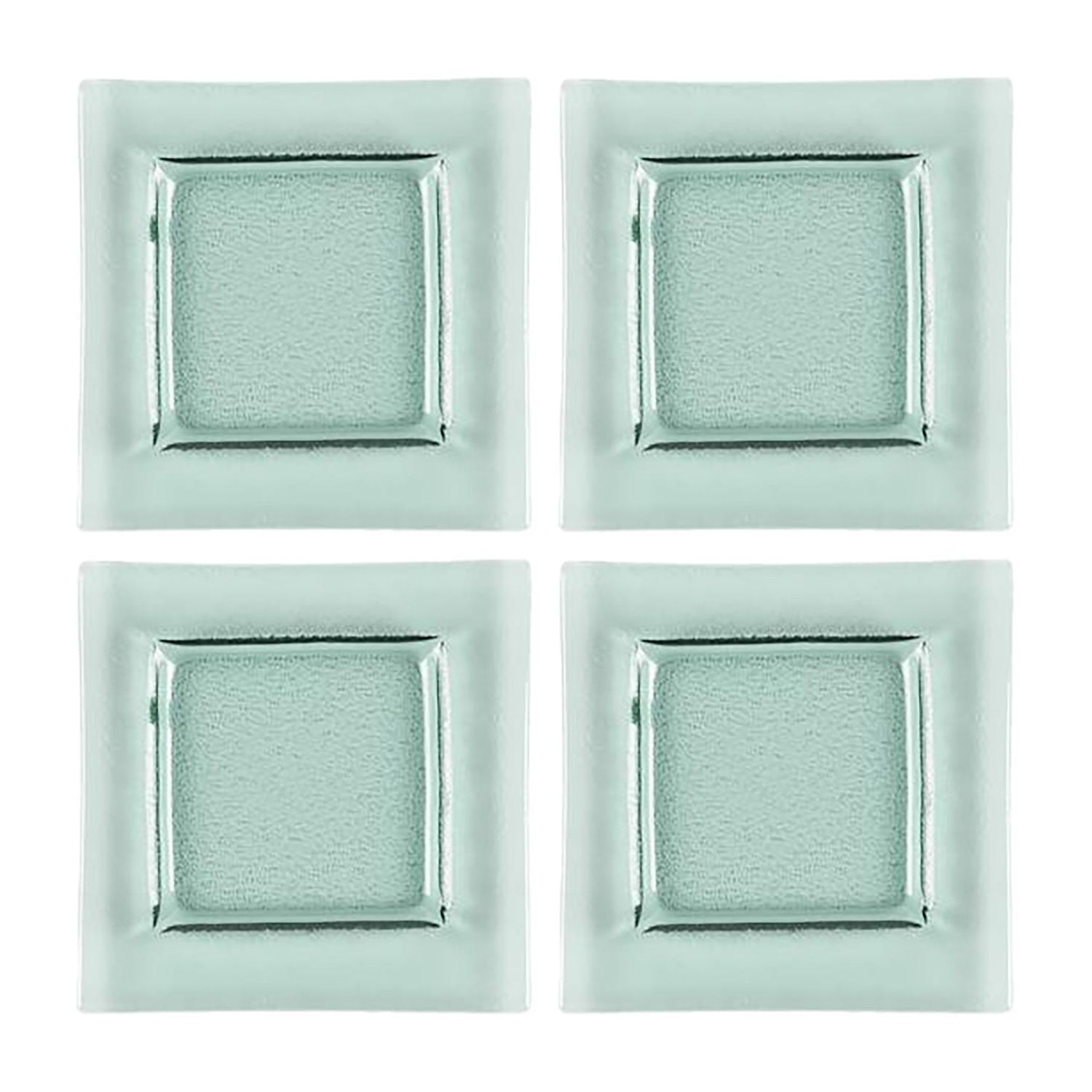 Glass Dinnerware 6" x 6" Square Transparent Green Glass Plate (Set of 4)