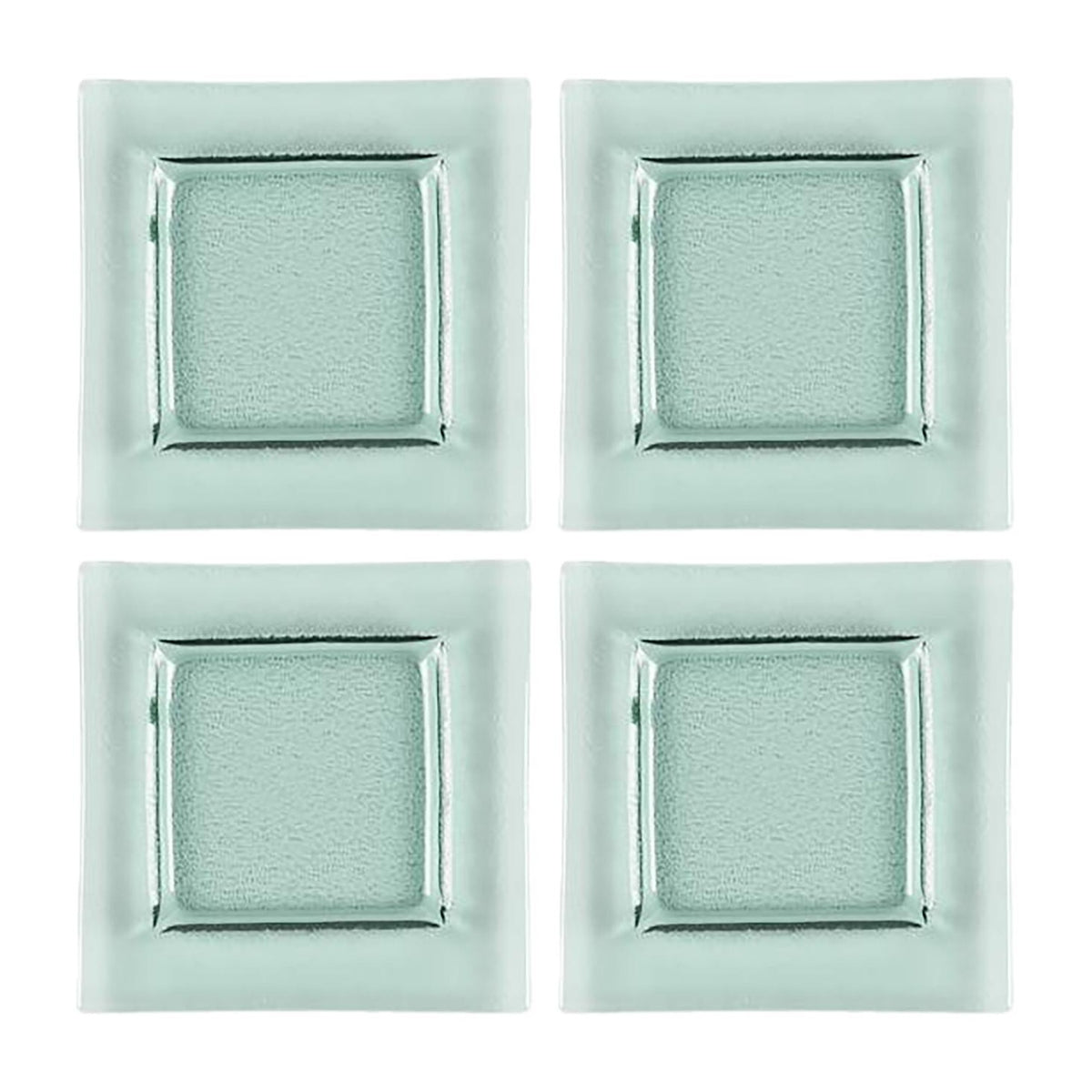 Glass Dinnerware 6" x 6" Square Transparent Green Glass Plate (Set of 4)