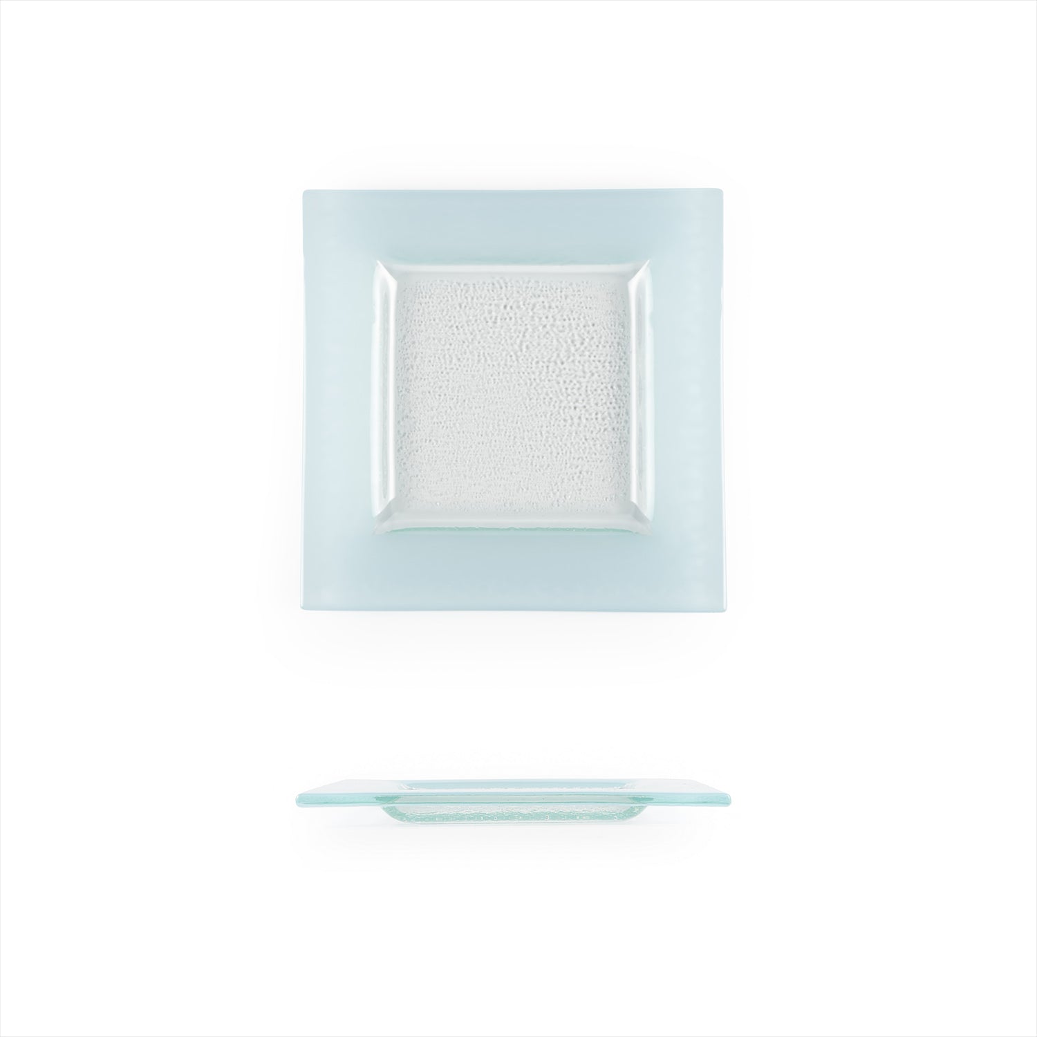 Glass Dinnerware 6" x 6" Square Blue Glass Plate (Set of 4)