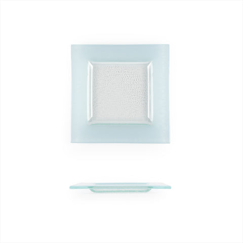 Glass Dinnerware 6" x 6" Square Blue Glass Plate (Set of 4)