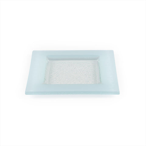 Glass Dinnerware 6" x 6" Square Blue Glass Plate (Set of 4)