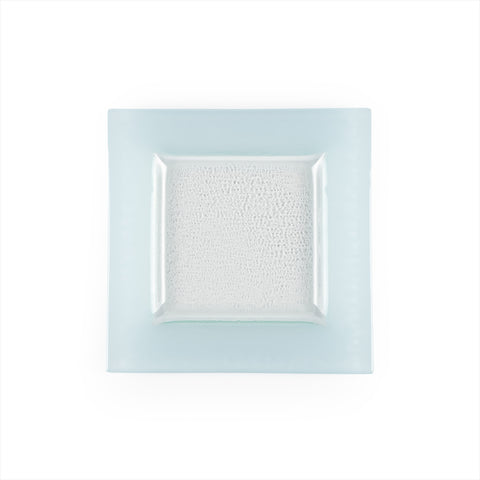 Glass Dinnerware 6" x 6" Square Blue Glass Plate (Set of 4)