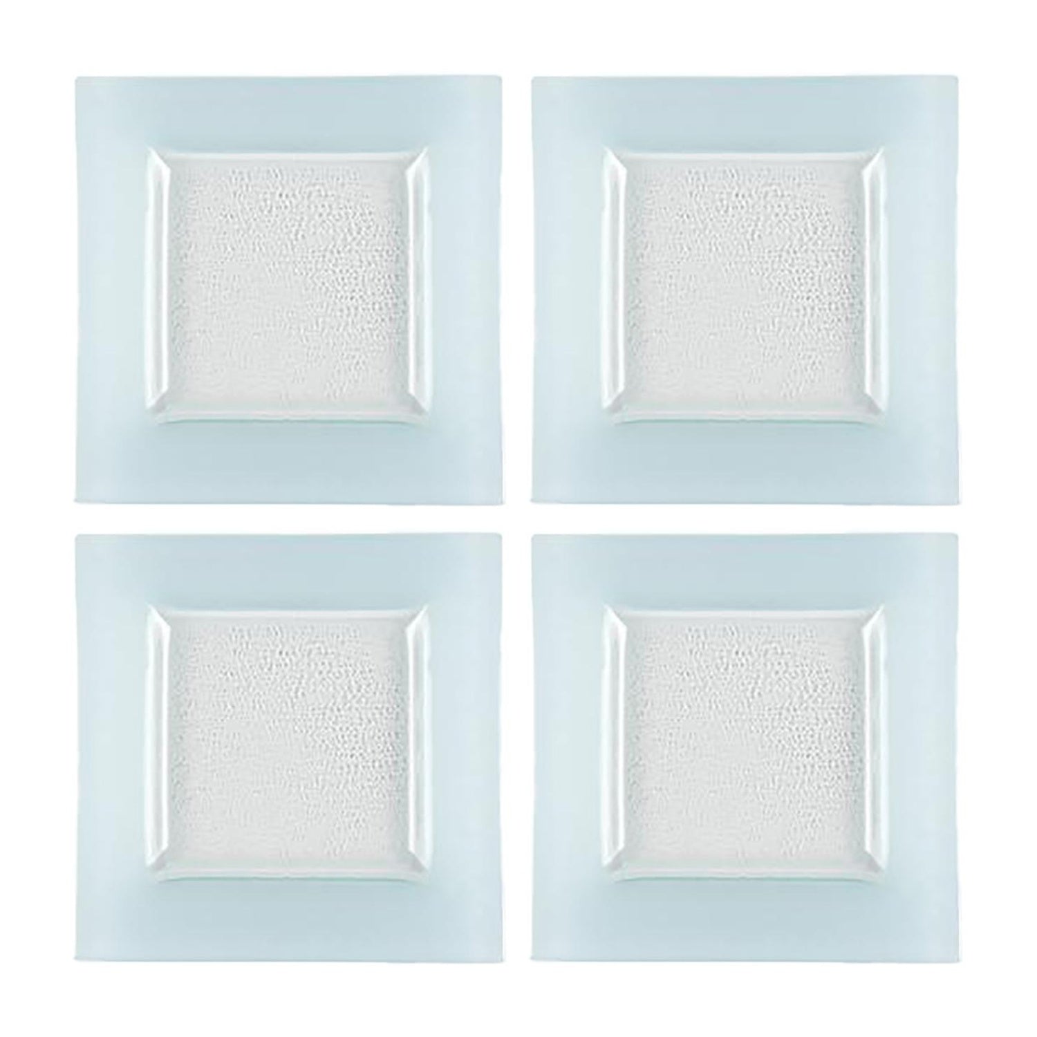 Glass Dinnerware 6" x 6" Square Blue Glass Plate (Set of 4)