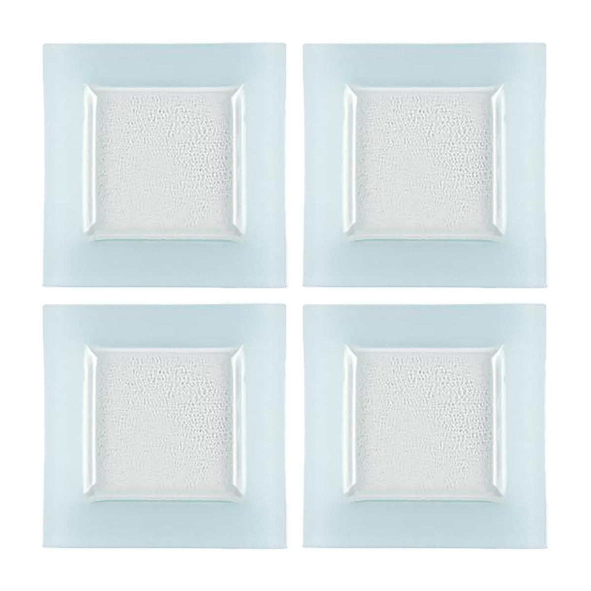 Glass Dinnerware 6" x 6" Square Blue Glass Plate (Set of 4)