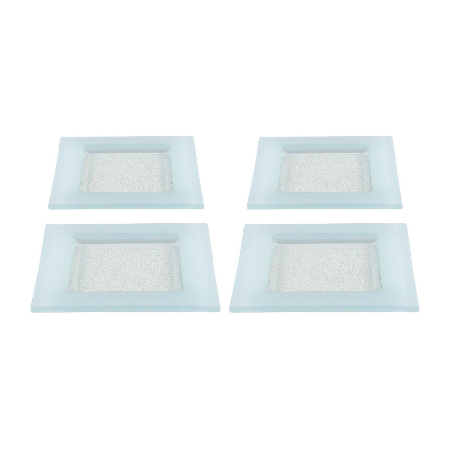 Glass Dinnerware 6" x 6" Square Blue Glass Plate (Set of 4)