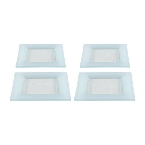 Glass Dinnerware 6" x 6" Square Blue Glass Plate (Set of 4)