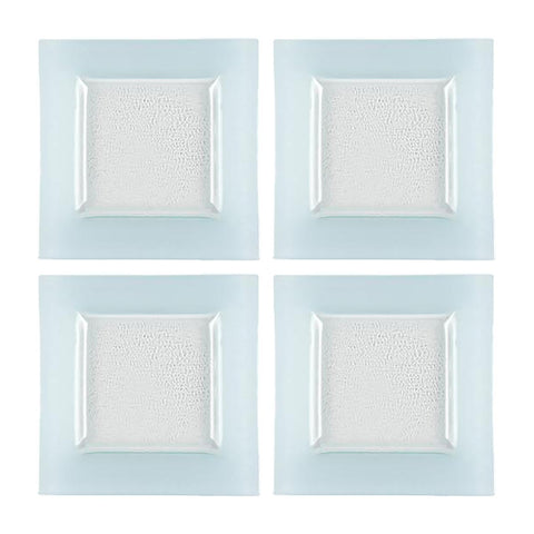 Glass Dinnerware 6" x 6" Square Blue Glass Plate (Set of 4)