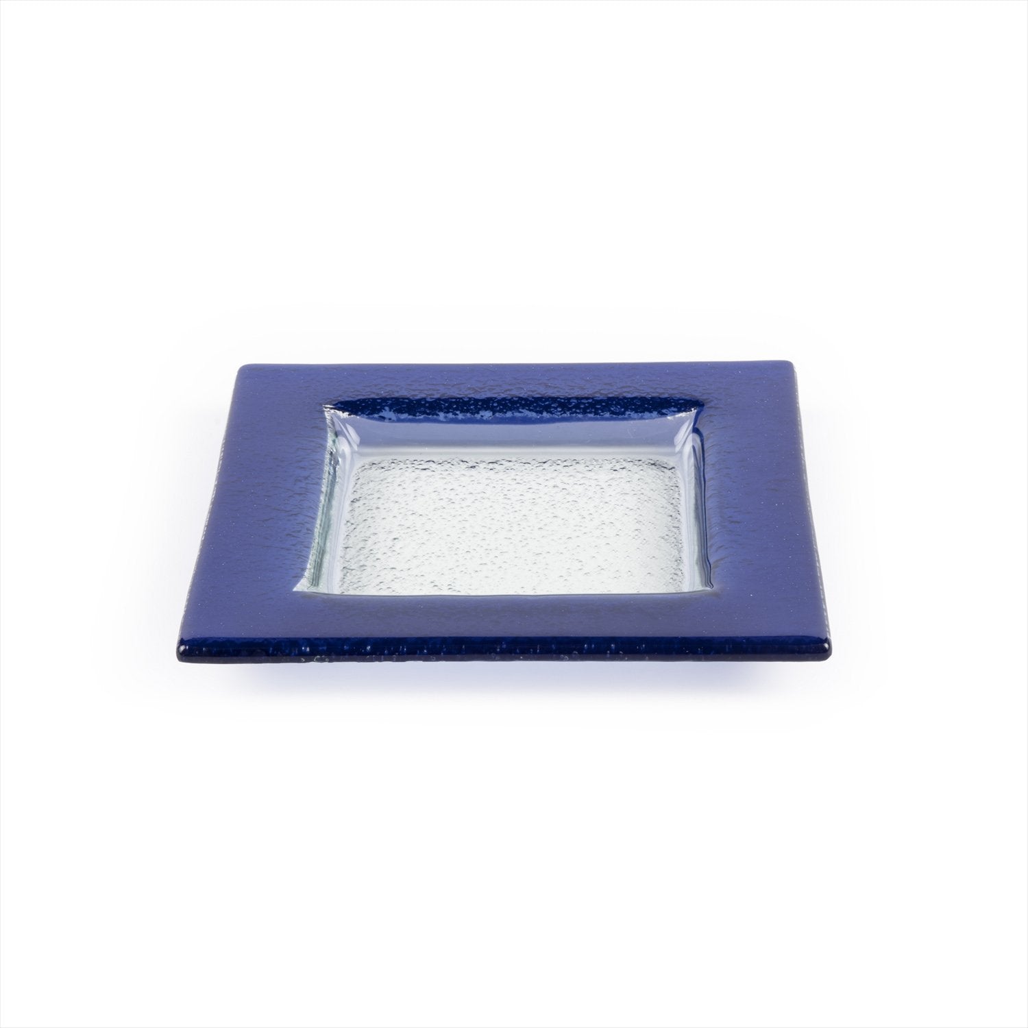 Glass Dinnerware 6" x 6" Square Blue Glass Plate (Set of 4)