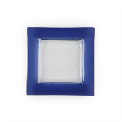 Glass Dinnerware 6" x 6" Square Blue Glass Plate (Set of 4)