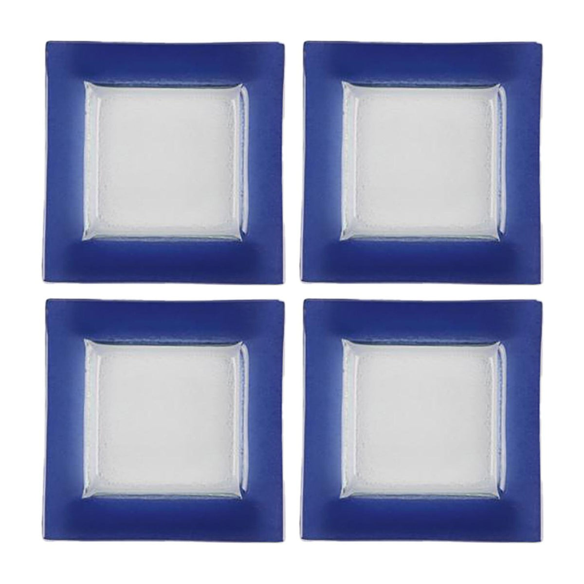 Glass Dinnerware 6" x 6" Square Blue Glass Plate (Set of 4)