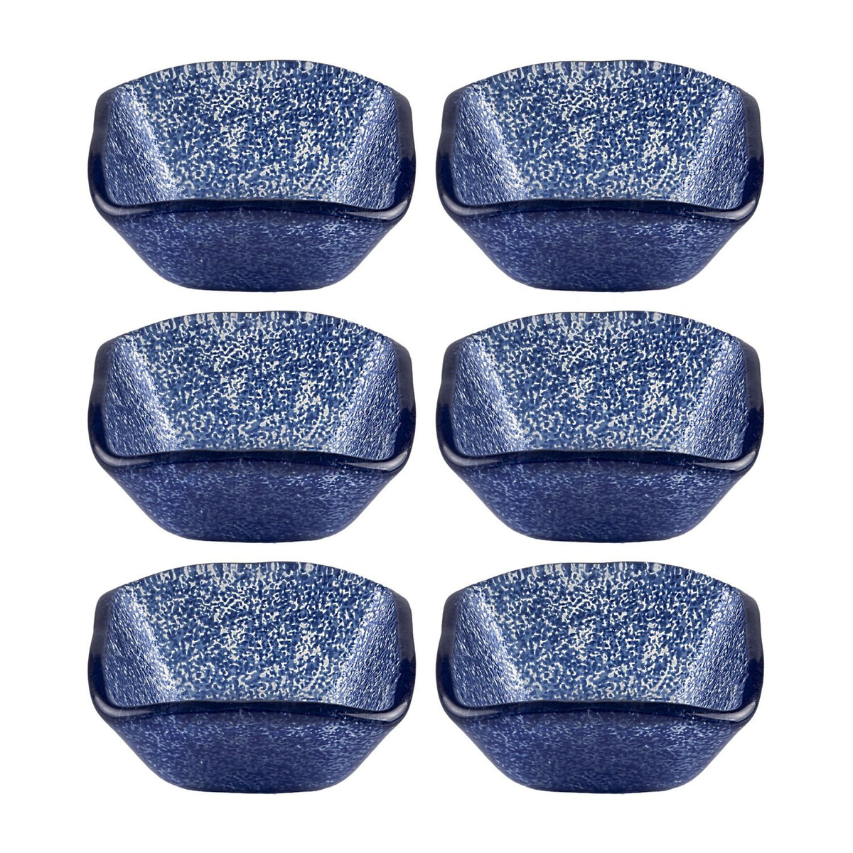 Glass Dinnerware 2.25" x 2.25" x h:1.5" 2 oz. Square Blue Glass Ramekin (Set of 6)