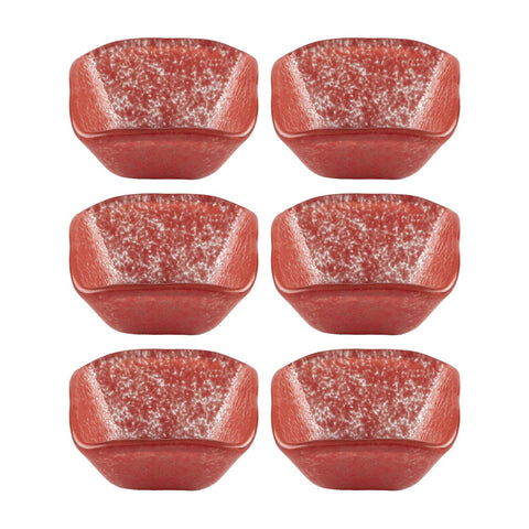 Glass Dinnerware 2.25" x 2.25" x h:1.5" 2 oz. Square Red Glass Ramekin (Set of 6)