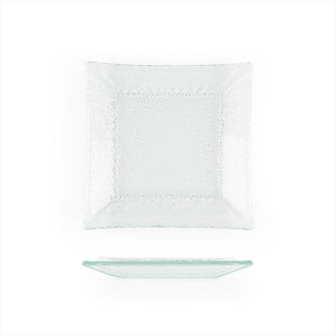 Glass Dinnerware 6.25" x 6" Square Clear Glass Plate (Set of 4)