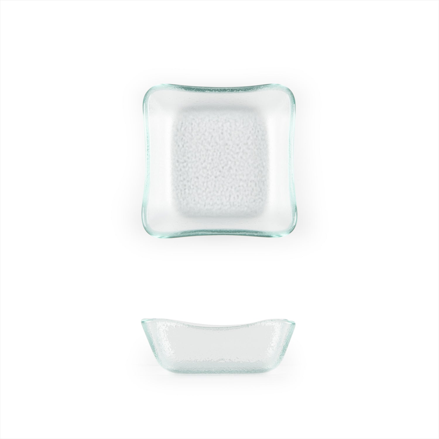 Glass Dinnerware 3.5" x 3.5" x h:1.25" 3 oz. Square Clear Glass Deep Plate (Set of 6)