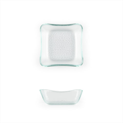 Glass Dinnerware 3.5" x 3.5" x h:1.25" 3 oz. Square Clear Glass Deep Plate (Set of 6)