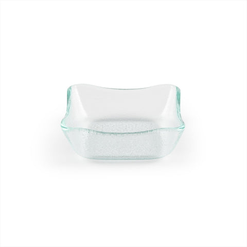 Glass Dinnerware 3.5" x 3.5" x h:1.25" 3 oz. Square Clear Glass Deep Plate (Set of 6)