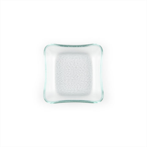 Glass Dinnerware 3.5" x 3.5" x h:1.25" 3 oz. Square Clear Glass Deep Plate (Set of 6)