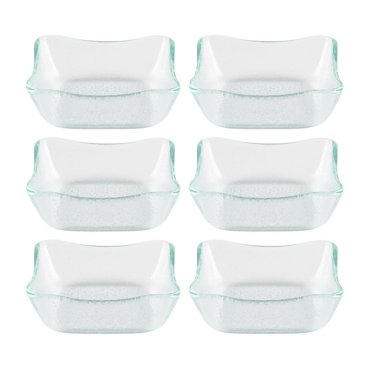 Glass Dinnerware 3.5" x 3.5" x h:1.25" 3 oz. Square Clear Glass Deep Plate (Set of 6)