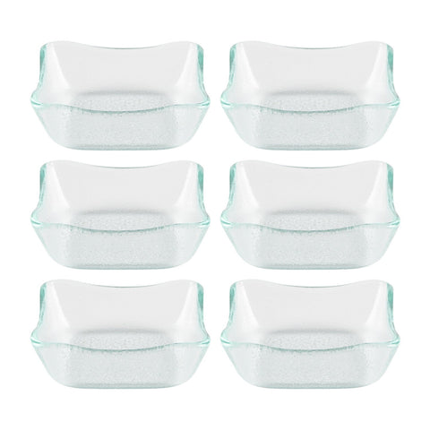 Glass Dinnerware 3.5" x 3.5" x h:1.25" 3 oz. Square Clear Glass Deep Plate (Set of 6)