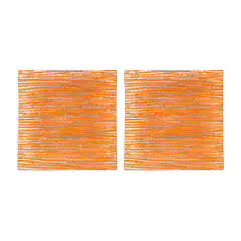 Glass Dinnerware 7.75" x 7.75" Square Orange Glass Plate (Set of 2)