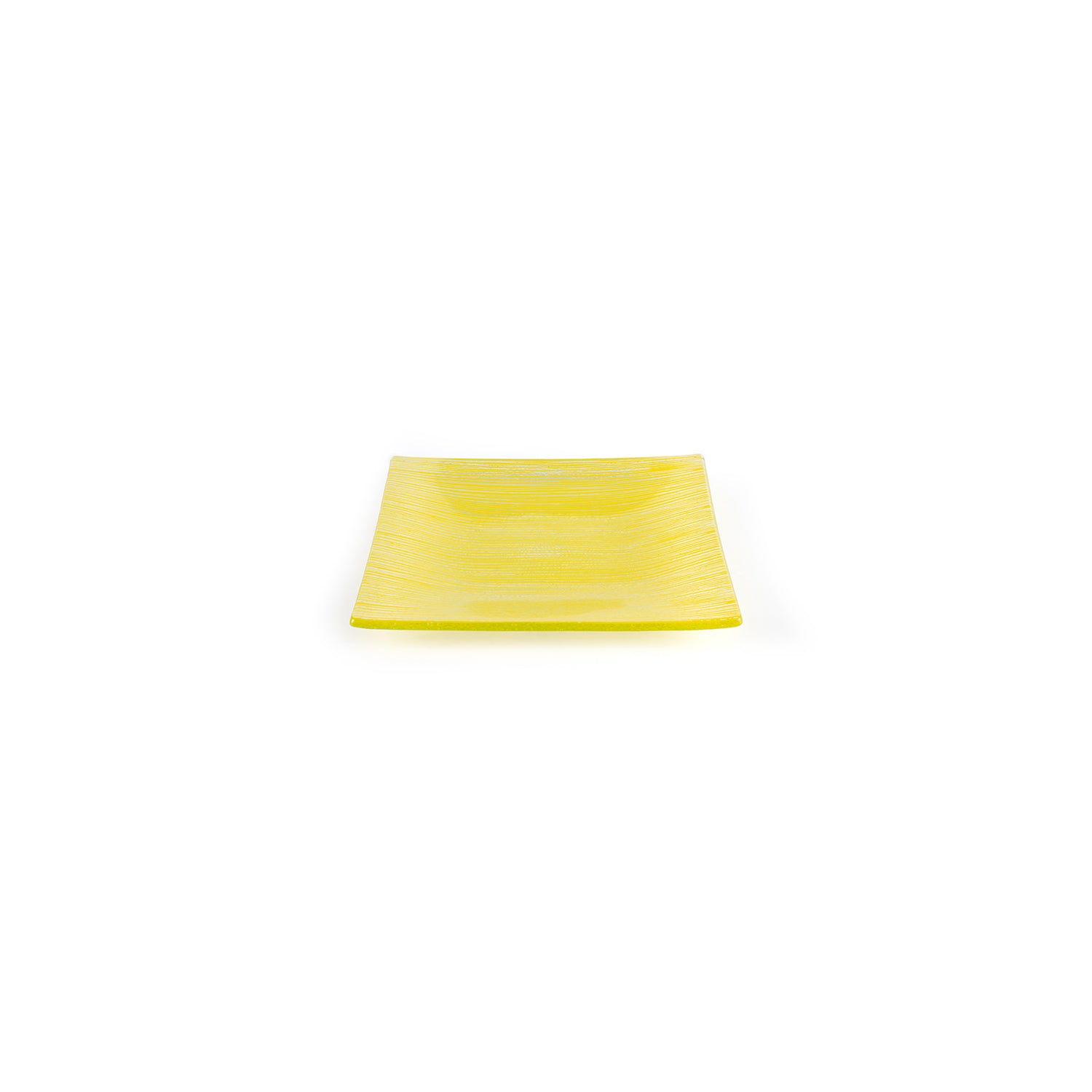 Glass Dinnerware 7.75" x 7.75" Square Yellow Glass Plate (Set of 2)