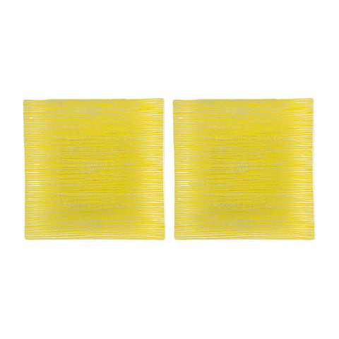 Glass Dinnerware 7.75" x 7.75" Square Yellow Glass Plate (Set of 2)