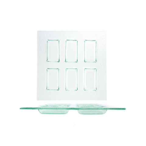 Glass Dinnerware 11.75" x 11.75" Square Clear Glass Sectional Plate