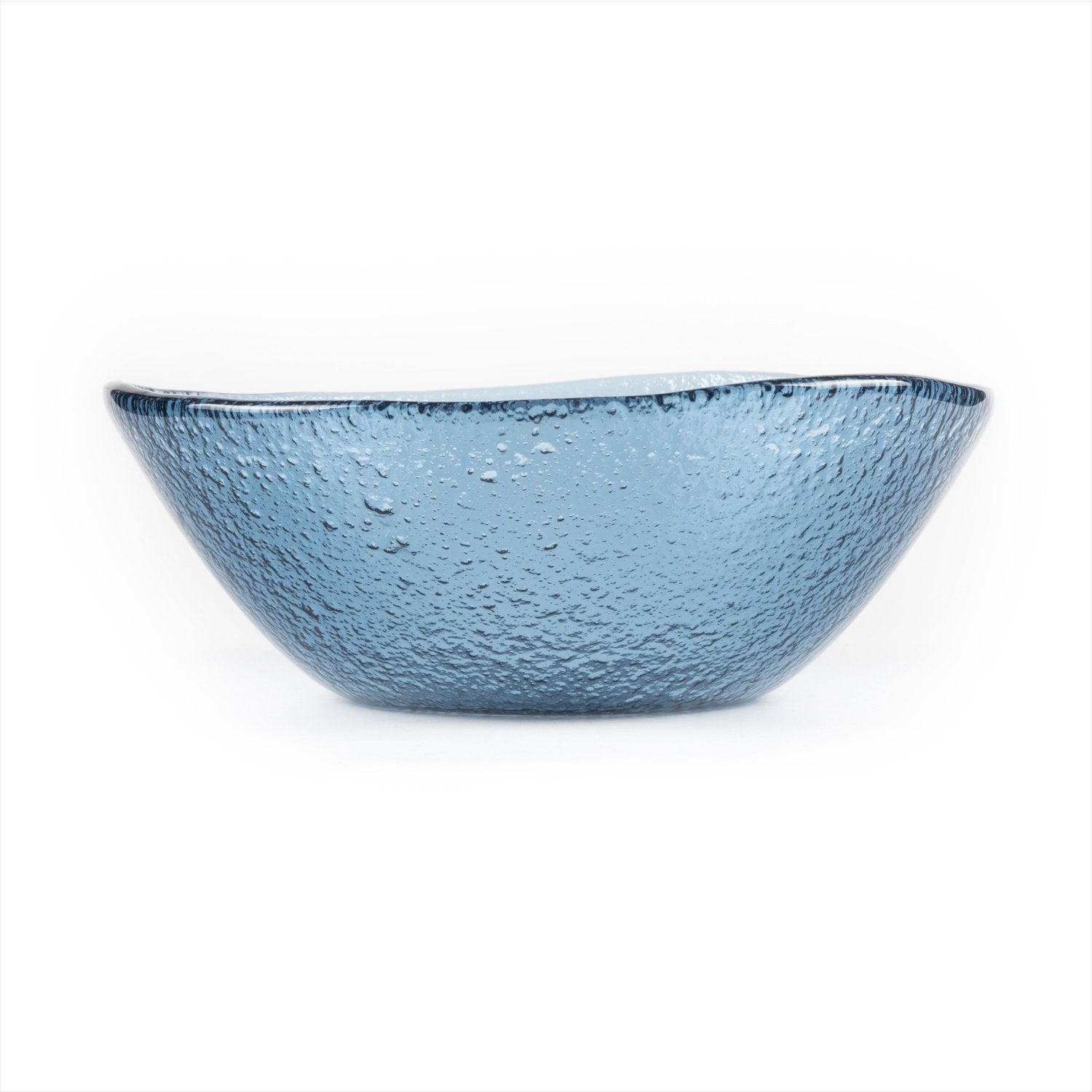 Glass Dinnerware dia.7.5" h:2.75" 20 oz. Round Transparent Blue Glass Bowl