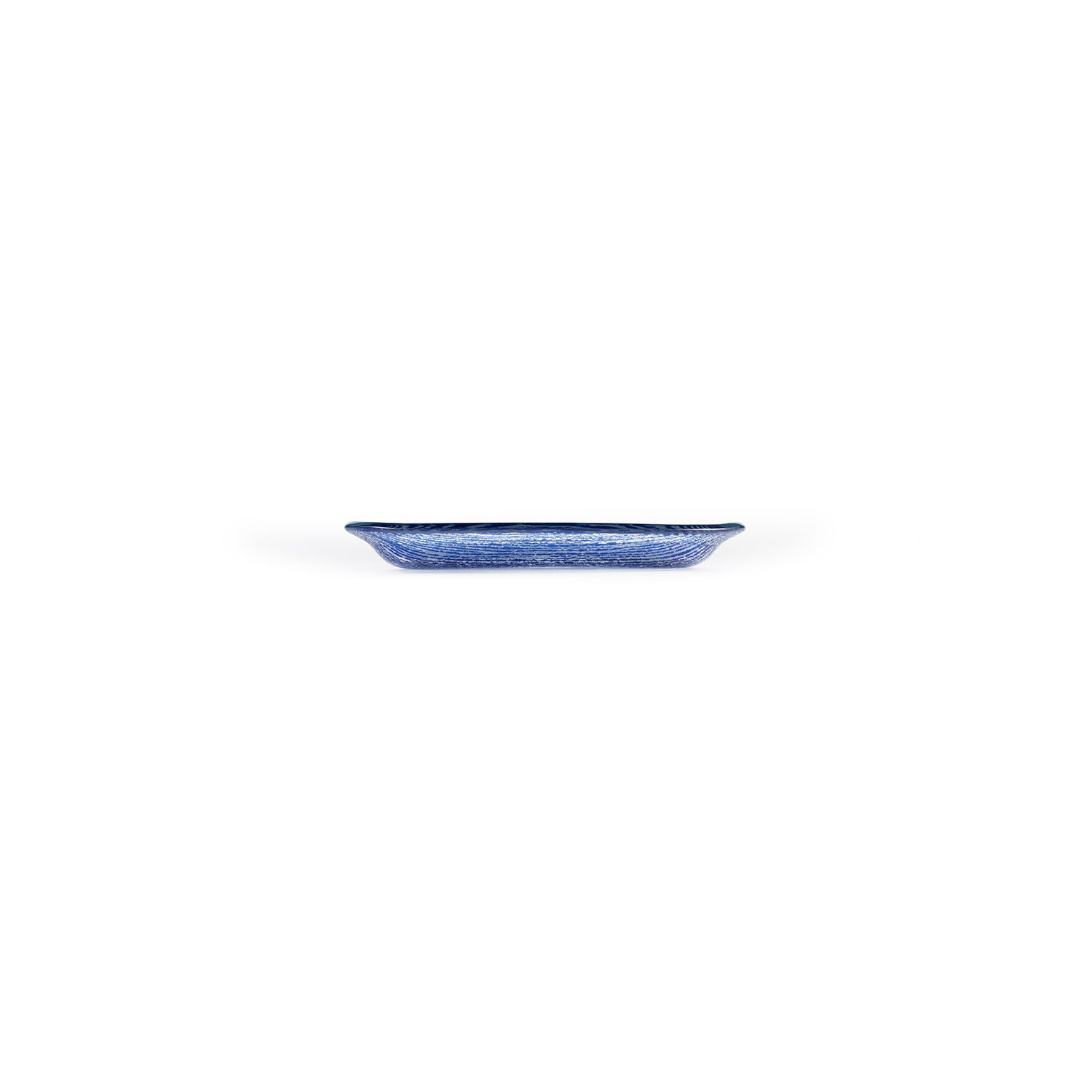 Glass Dinnerware 7.75" x 4.25" x h:0.5" Oval Blue Glass Platter (Set of 4)