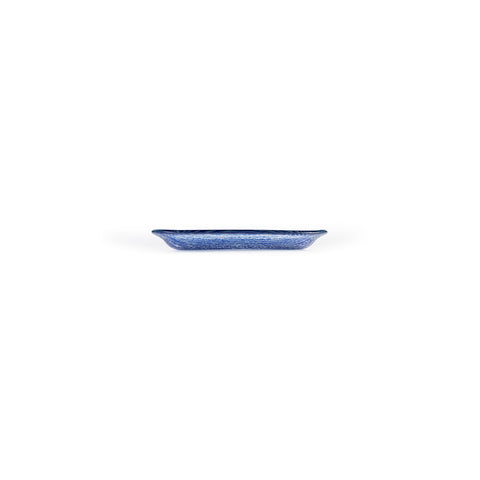 Glass Dinnerware 7.75" x 4.25" x h:0.5" Oval Blue Glass Platter (Set of 4)