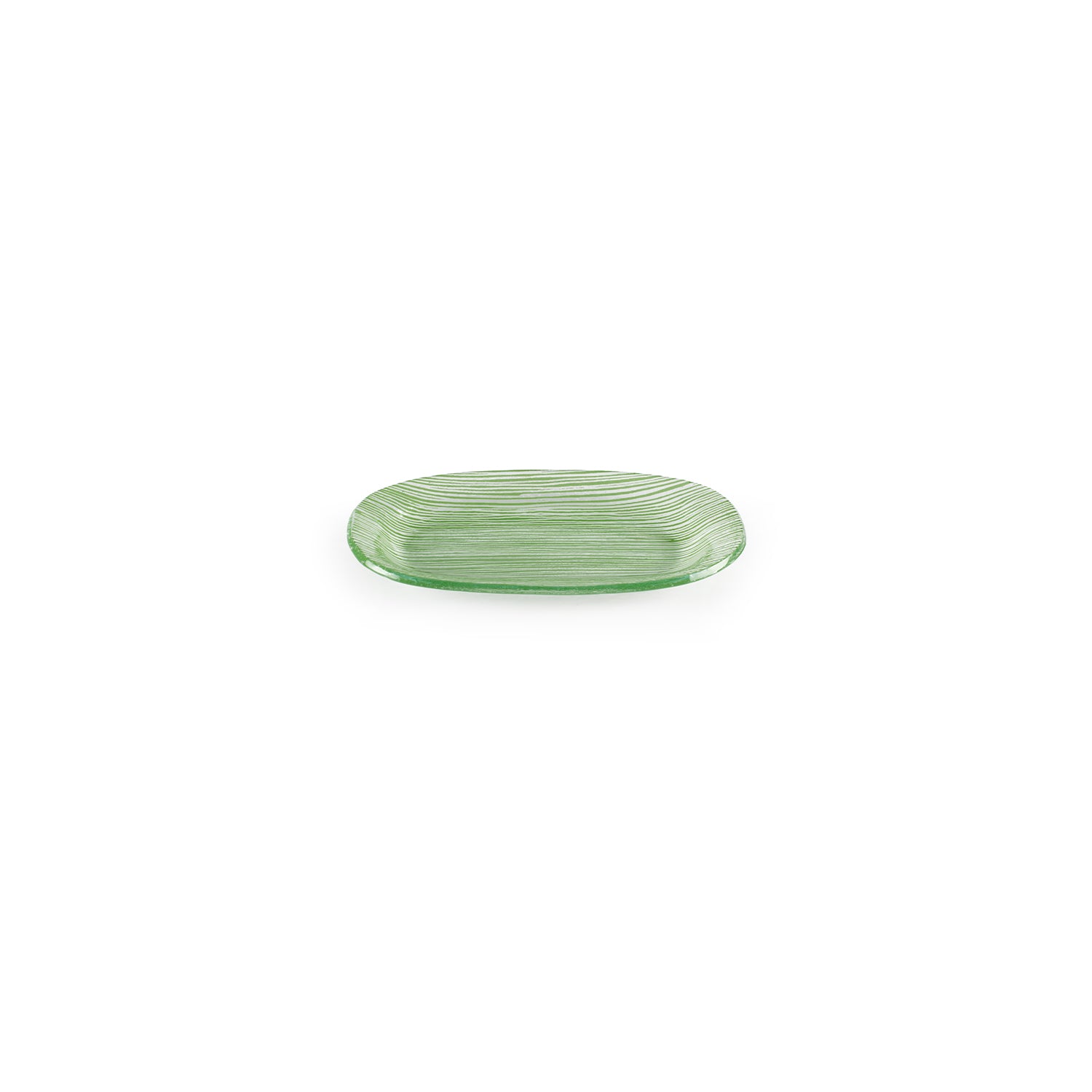 Glass Dinnerware 7.75" x 4.25" x h:0.5" Oval Green Glass Platter (Set of 4)