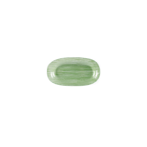 Glass Dinnerware 7.75" x 4.25" x h:0.5" Oval Green Glass Platter (Set of 4)