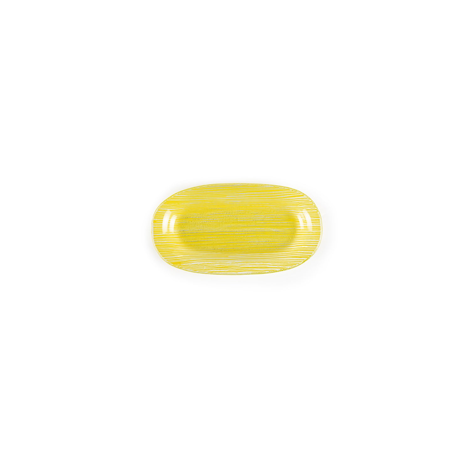 Glass Dinnerware 7.75" x 4.25" x h:0.5" Oval Yellow Glass Platter (Set of 4)