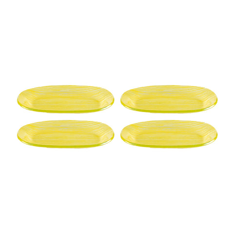 Glass Dinnerware 7.75" x 4.25" x h:0.5" Oval Yellow Glass Platter (Set of 4)