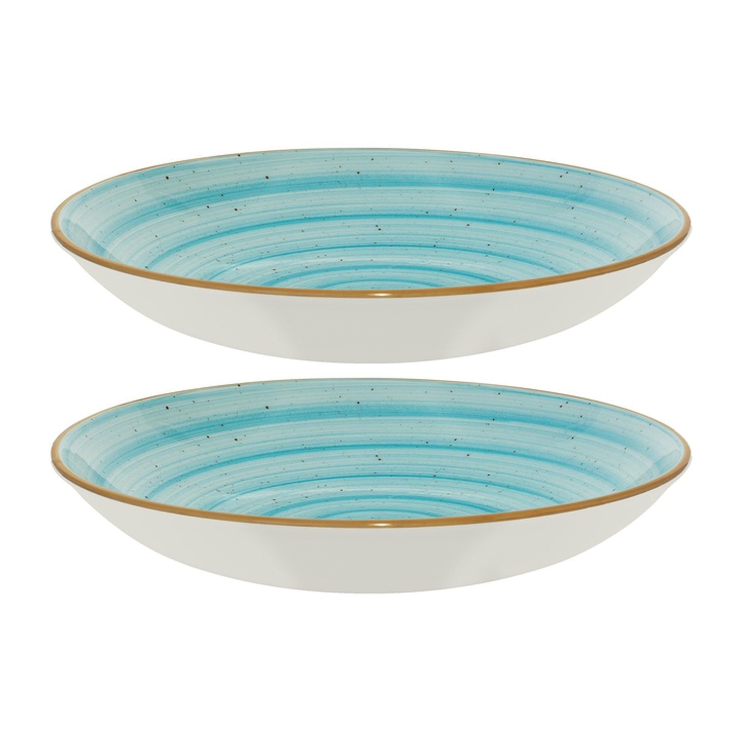 Bonna China Sea Blue dia.10" h:2" 44 oz. Round Blue Porcelain Bowl (Set of 2)