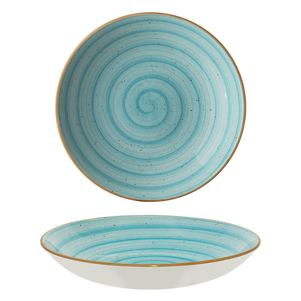 Bonna China Sea Blue dia.11" h:2.5" 57 oz. Round Blue Porcelain Bowl (Set of 2)